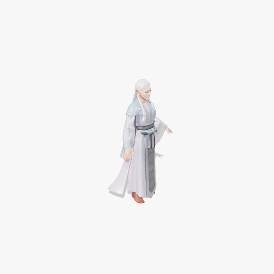 Elegant Sorceress D Character Model with Flowing Robes